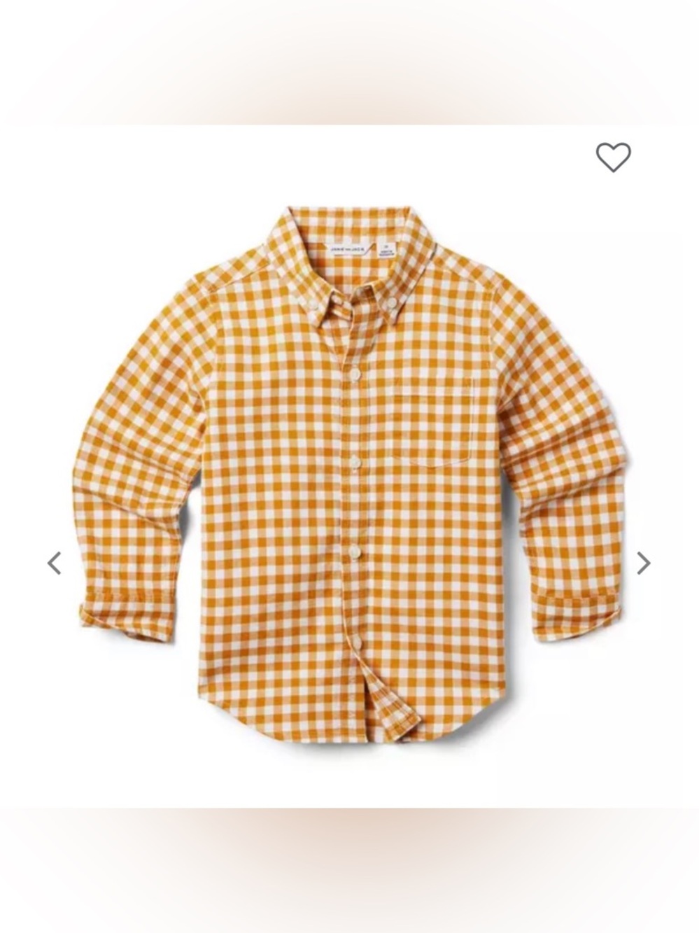 Janie and Jack, Gingham Flannel Shirt, color: Buckthorn, Size 7, NWT